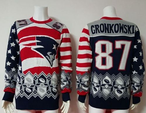 Nike Patriots #87 Rob Gronkowski Red/Navy Blue Men's Ugly Sweater